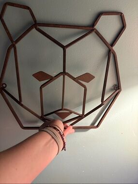 Metal Geometric Bear Wall Decor - Bronze Finish